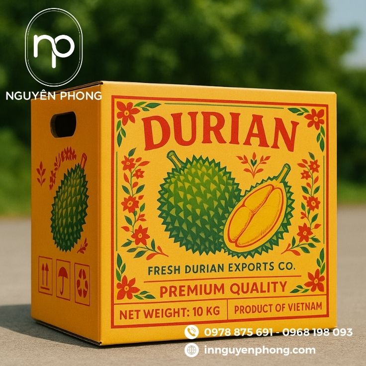 Mẫu thùng carton đựng sầu riêng tại TP.HCM